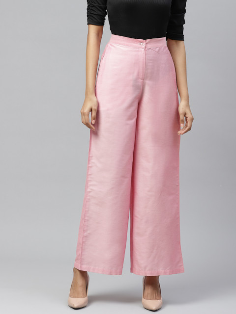 

Tulsattva Women Pink Smart Flared Solid Parallel Trousers