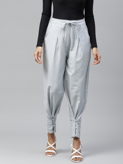 

Tulsattva Women Grey Relaxed Regular Fit Solid Peg Trousers