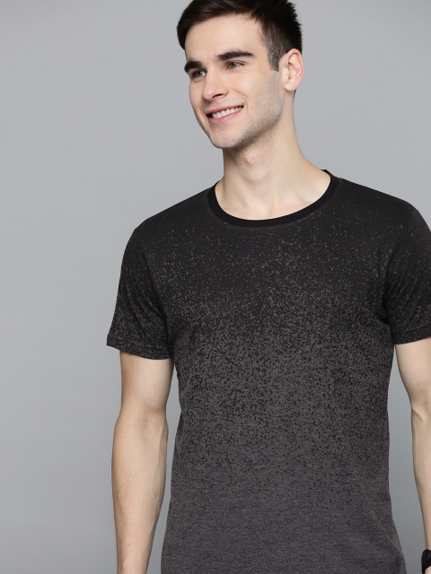 

HERE&NOW Men Charcoal Grey Ombre Print T-shirt