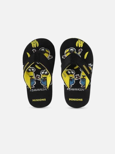 

Kids Ville Boys Black & Yellow Minions Printed Thong Flip-Flops