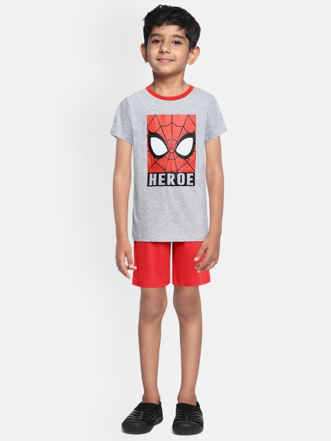 

Loocust Boys Red Spiderman Tshirt with Plain Shorts