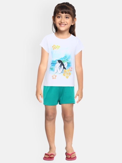 

Loocust Girls White Disney Mulan Tshirt with Plain Shorts