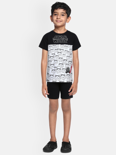

Loocust Boys Black Star Wars Tshirt with Plain Shorts