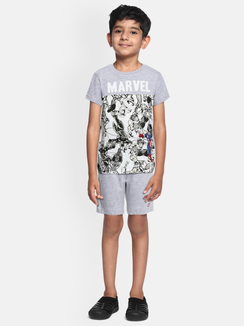 

Loocust Boys Grey Marvel Avengers Tshirt with Plain Shorts