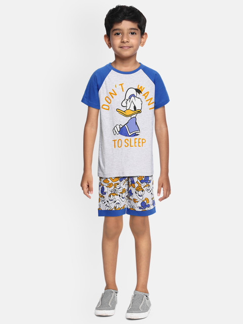 

Loocust Boys Grey Disney Donald Duck Tshirt with Printed Shorts