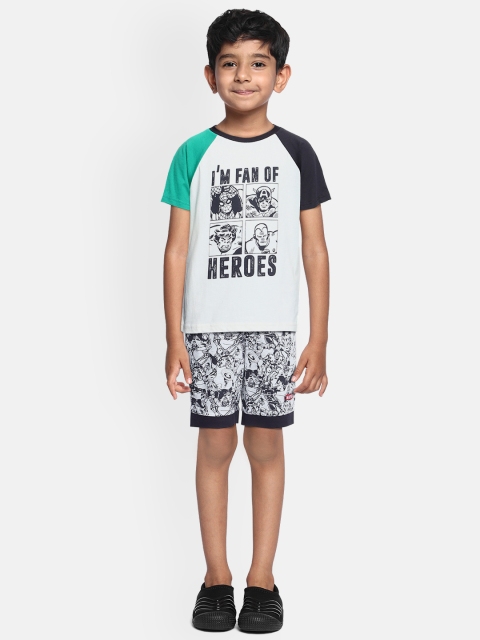 

Loocust Boys Grey Marvel Avengers Tshirt with Printed Shorts