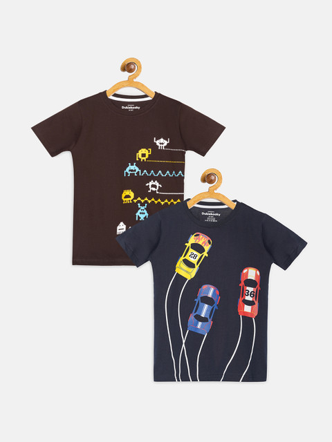 

DukieKooky Boys Multicoloured Printed Round Neck T-shirt, Multi