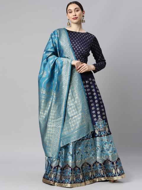 

DIVASTRI Turquoise Blue Woven Design Lehenga Choli