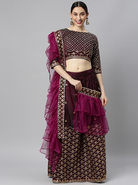 

DIVASTRI Maroon Embellished Lehenga Choli