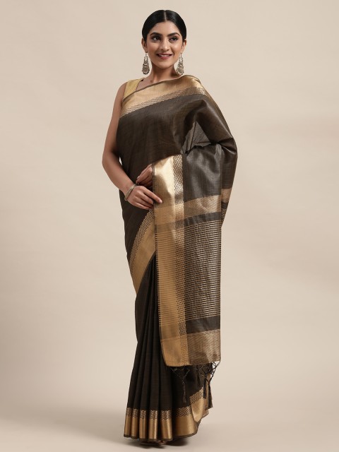 

DIVASTRI Black Silk Cotton Solid Banarasi Saree