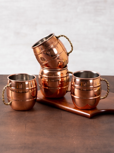 

nestroots Set Of 4 Copper-Toned Solid Stainless Steel Wine Glasses 450 ml