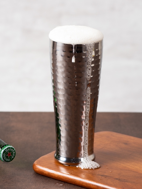 

nestroots Silver-Toned Hammered Stainless Steel Wine Glass 600 ml