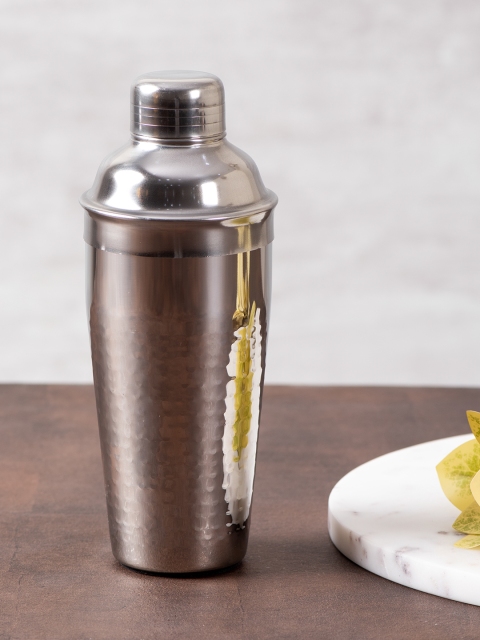

nestroots Silver-Toned Hammered Stainless Steel Cocktail Shaker 750 ml