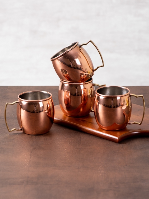

nestroots Set Of 4 Copper-Toned Solid Stainless Steel Wine Glass 450 ml