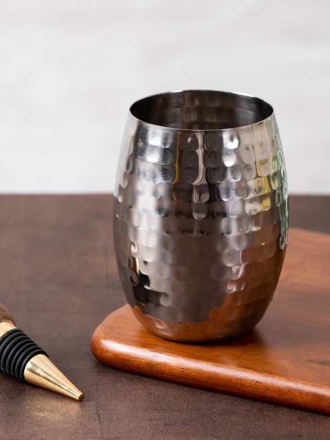 

nestroots Silver-Toned Hammered Stainless Steel Wine Glass 450 ml