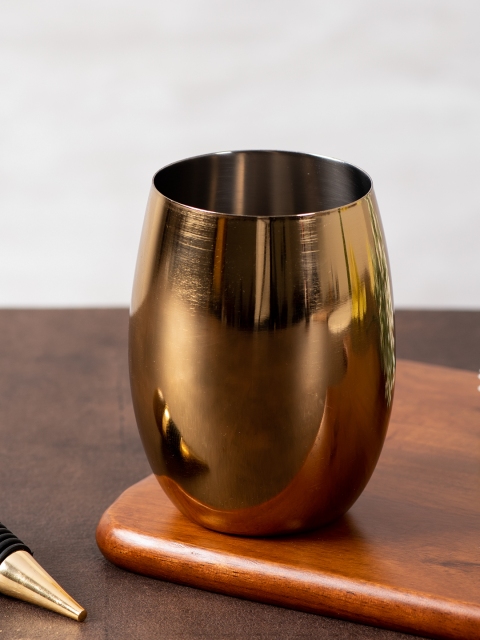 

nestroots Gold-Toned Solid Stainless Steel Wine Glass 450 ml