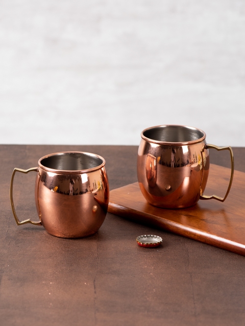 

nestroots Set Of 2 Copper-Toned & Gold-Toned Solid Stainless Steel Wine Glasses 450 ML