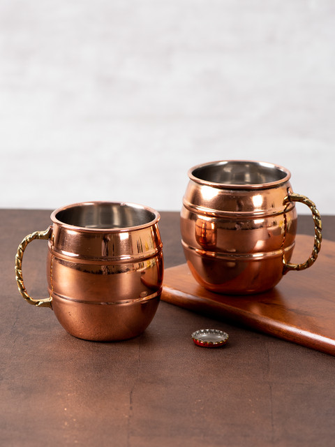 

nestroots Set of 2 Copper-Toned Solid Stainless Steel Wine Glasses 450 ml