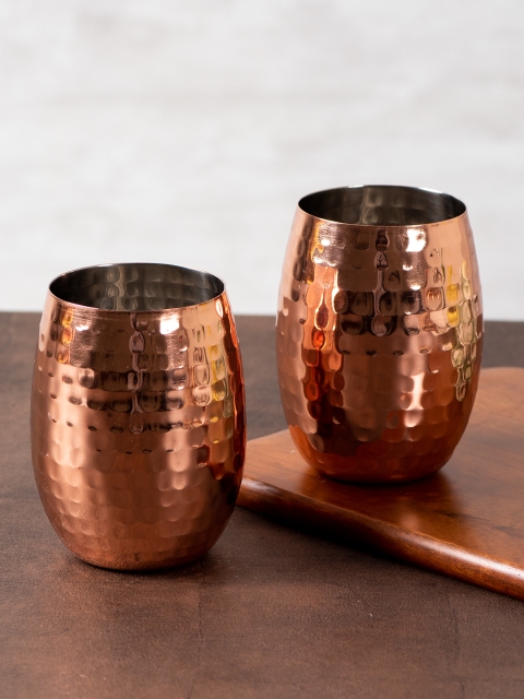

nestroots Set Of 2 Copper-Toned Stainless Steel Wine Glass 450 ML