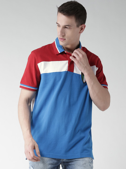 

Tommy Hilfiger Blue & Red Colour Block Polo T-shirt