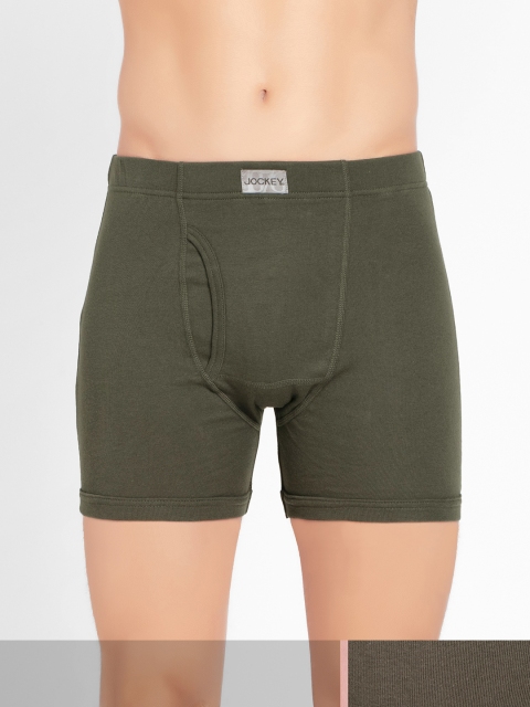 

Jockey Men Pack of 2 Olive Green Solid Boxer Briefs 8008-0201-DPOLV