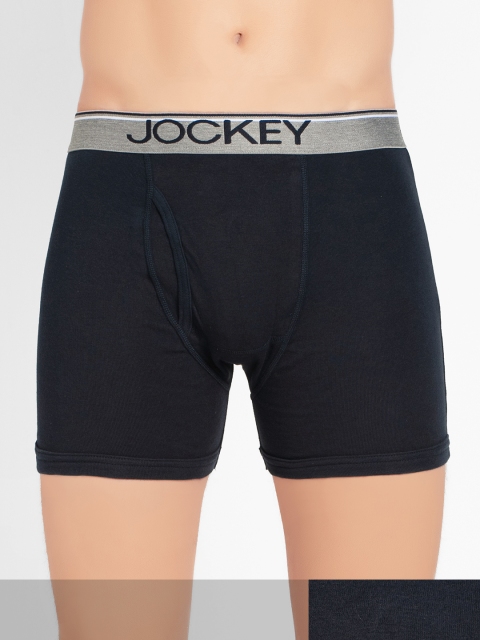 

Jockey Men Pack of 2 Navy Blue Solid Boxer Briefs 8009-0201-DPNVY