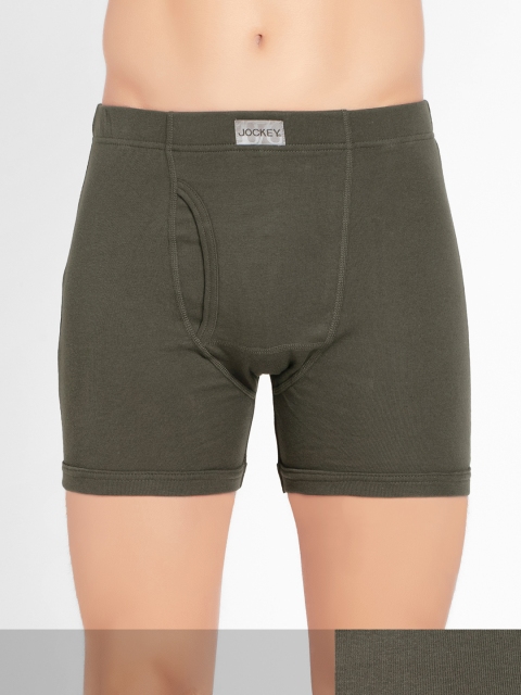 

Jockey Men Pack of 2 Olive Green Solid Boxer Briefs 8008-0201-DPOLV