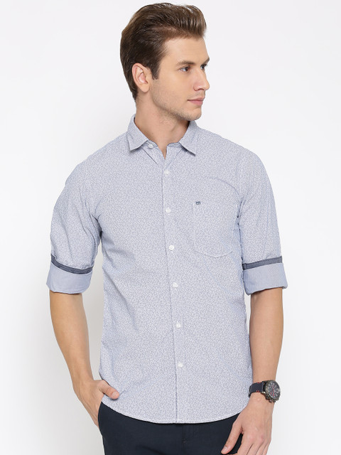 

Pepe Jeans Men Blue Slim Printed Casual Shirt