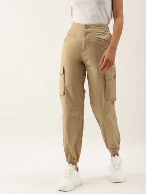

Moda Rapido Women Khaki Solid Regular Fit High-Rise Cargos