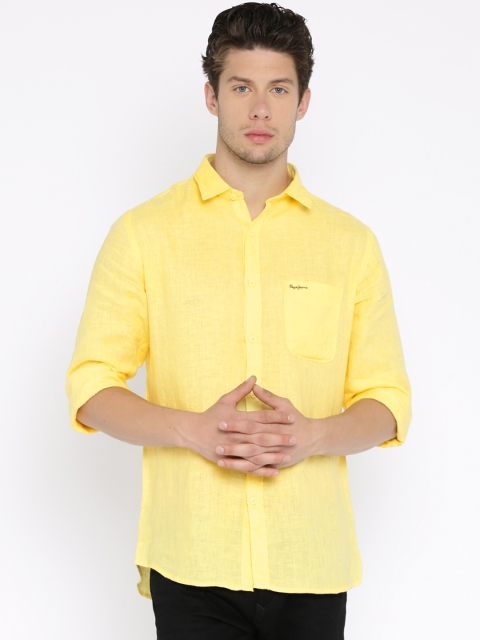 

Pepe Jeans Men Yellow Semi Fit Solid Casual Shirt
