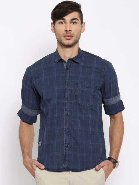 

Pepe Jeans Blue Checked Semi Fit Casual Shirt
