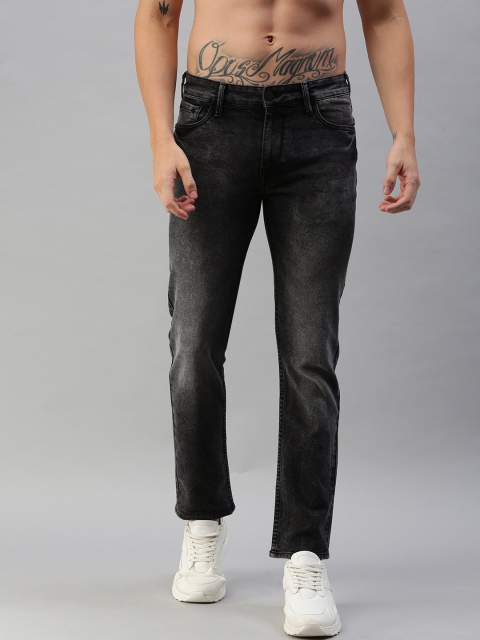 

HERE&NOW Men Black Slim Fit Mid-Rise Clean Look Stretchable Jeans