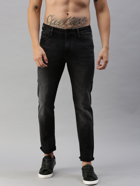 

HERE&NOW Men Black Slim Fit Mid-Rise Clean Look Stretchable Jeans