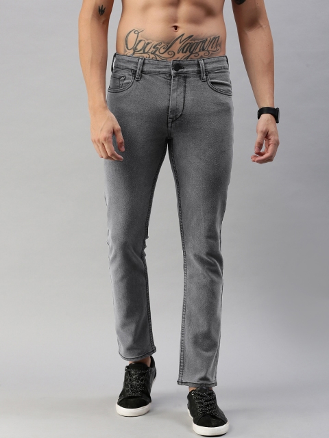 

HERE&NOW Men Grey Slim Fit Mid-Rise Clean Look Stretchable Jeans