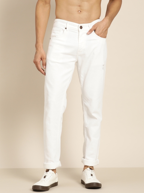 

Moda Rapido Men White Solid Slim Fit Low Distress Jeans