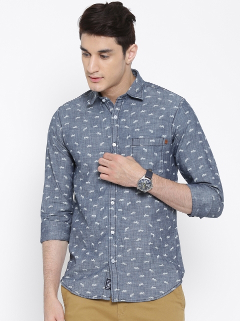 

Pepe Jeans Men Blue Printed Casual Shirt