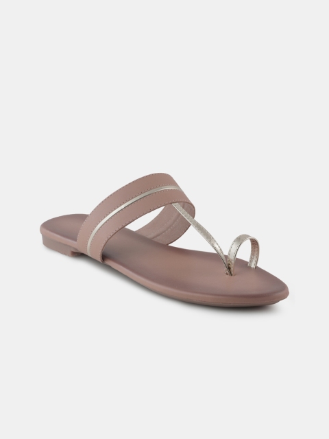 

DressBerry Women Beige & Gold-Toned Colourblocked Ethnic One Toe Flats