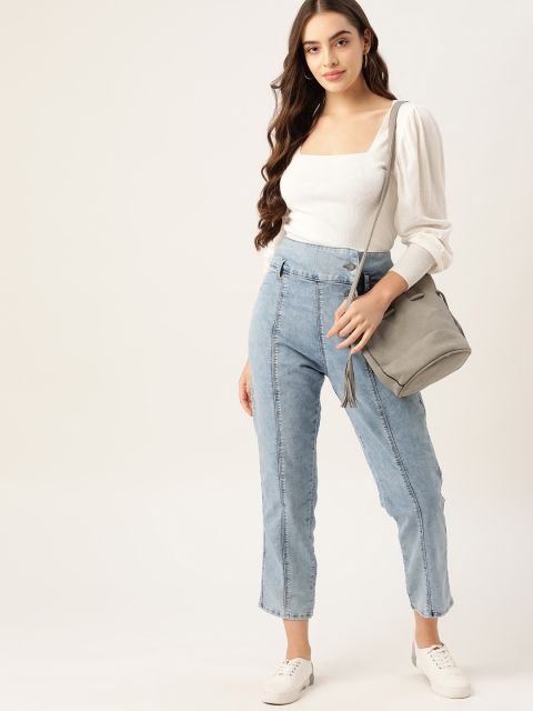 

Moda Rapido Women Blue Relaxed Fit High-Rise Light Fade Stretchable Cropped Jeans