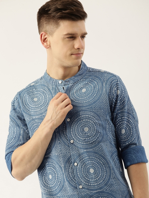 

Taavi Men Blue & Off White Indigo Dyed & Hand Block Print Sustainable Casual Shirt