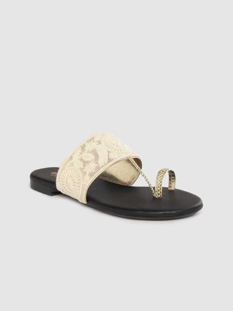 

Anouk Women Off-White Embroidered Ethnic One Toe Flats