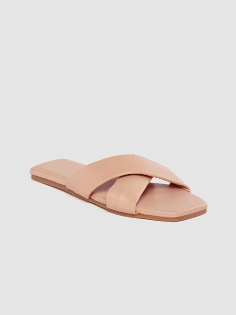 

CORSICA Women Nude-Coloured Solid Criss-Cross Strap Open Toe Flats