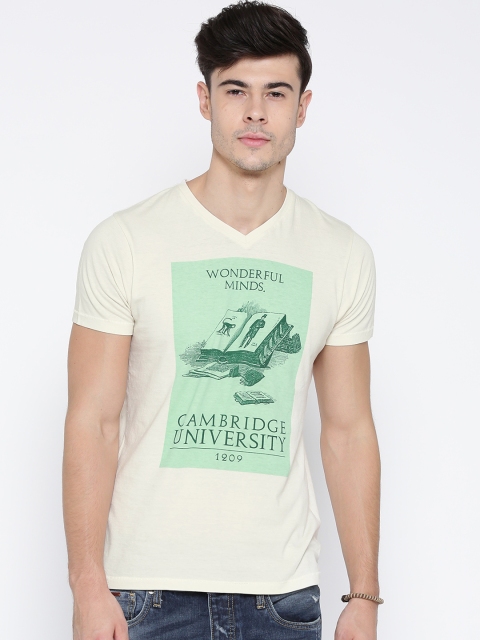 

Pepe Jeans Men Off-White Printed Round Neck T-shirt