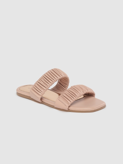 

CORSICA Women Nude-Coloured Ruched Open Toe Flats