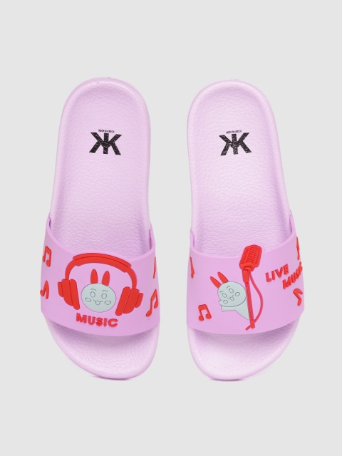 

Kook N Keech Women Pink & Red Printed Sliders