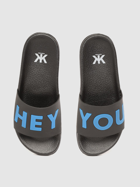 

Kook N Keech Women Black & Blue Printed Rubber Sliders