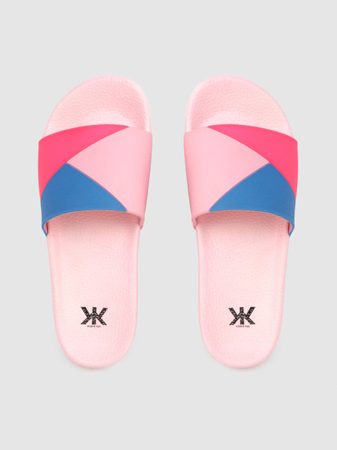 

Kook N Keech Women Pink & Blue Printed Sliders