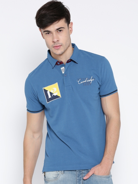 

Pepe Jeans Men Blue Solid Polo Collar Pure Cotton T-shirt