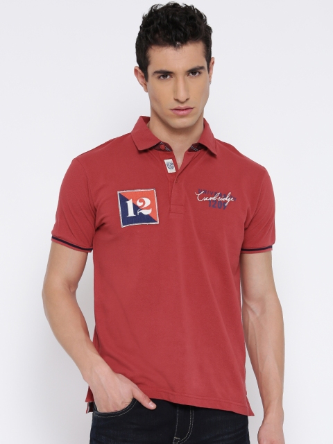 

Pepe Jeans Men Coral Red Solid Polo Collar T-shirt