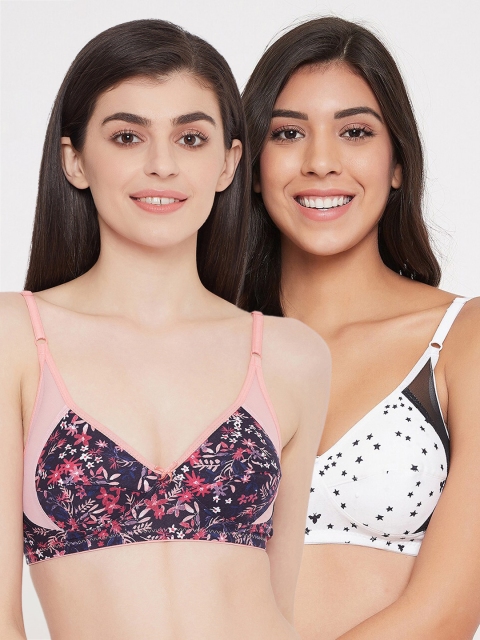 

Clovia Pack of 2 Printed Non-Wired Non Padded Everyday Bra, Blue