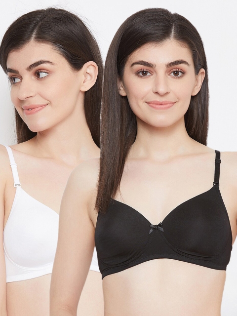 

Clovia Pack of 2 Solid Non-Wired Lightly Padded T-shirt Bra, Black